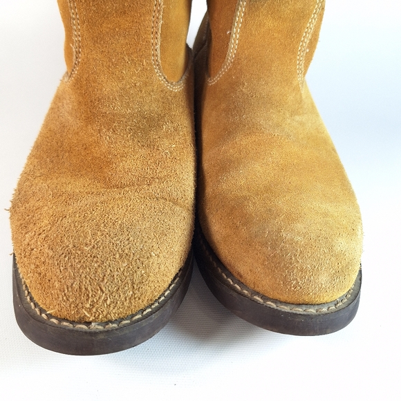 Honchos Vintage Tan Suede Leather Boots Men's Size 8.5 Soft Boots Oil Resistant - Picture 8 of 13